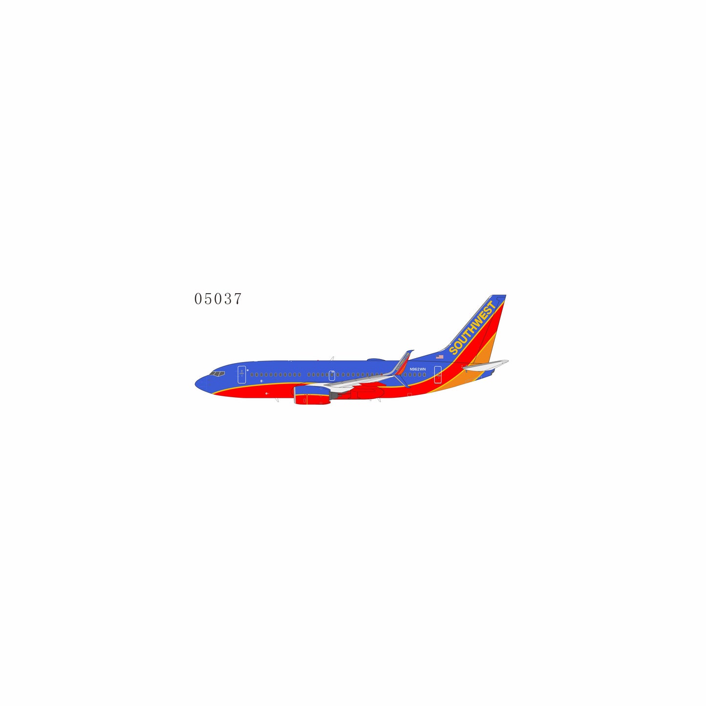 NG Models 1:200 Southwest Airlines Boeing 737-700 N962WN "Canyon Blue" 05037