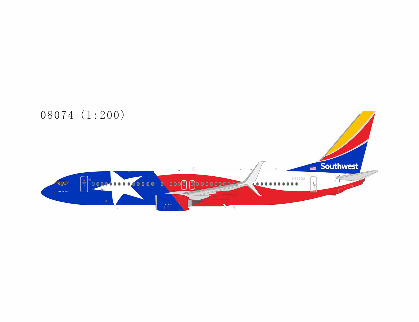 Pre-Order NG Models 1:200 Southwest Airlines Boeing 737-800 N8660A "new Lone Star One" 08074