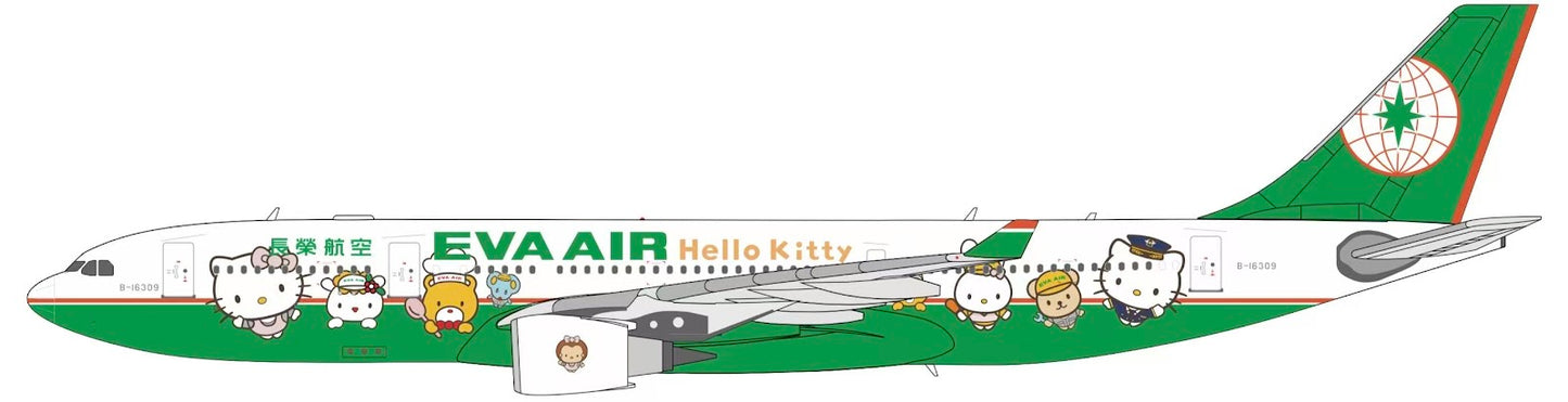 Pre-Order Kylin Models 1:400 Eva Air Airbus A330-200 B-16309 "Hello Kitty" K332EVA02