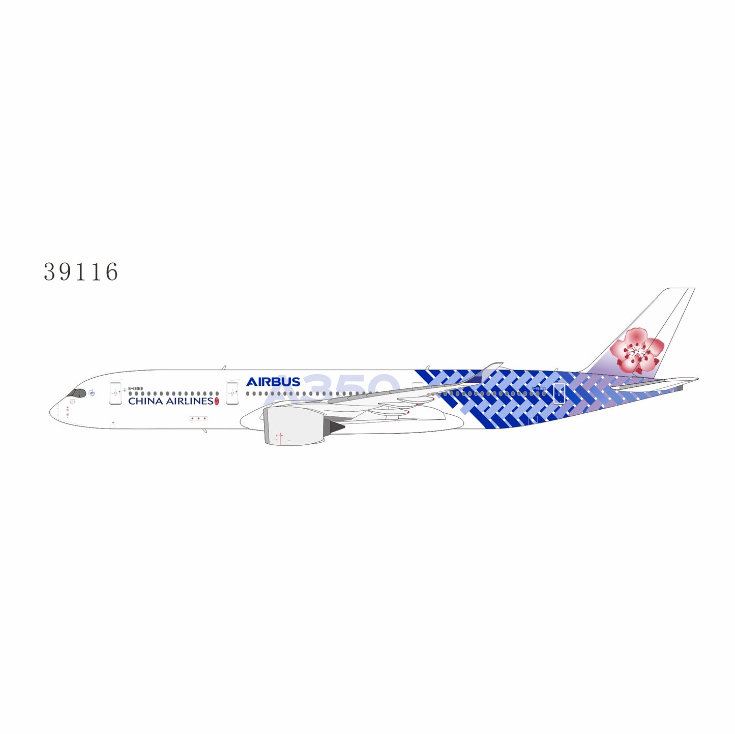 NG Models 1:400 China Airlines Airbus A350-900 B-18918 "Carbon Fiber" 39116