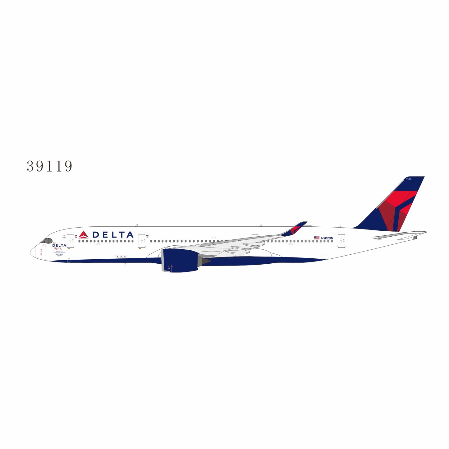 NG Models 1:400 Delta Air Lines Airbus A350-900 N502DN "The Delta Spirit" 39119