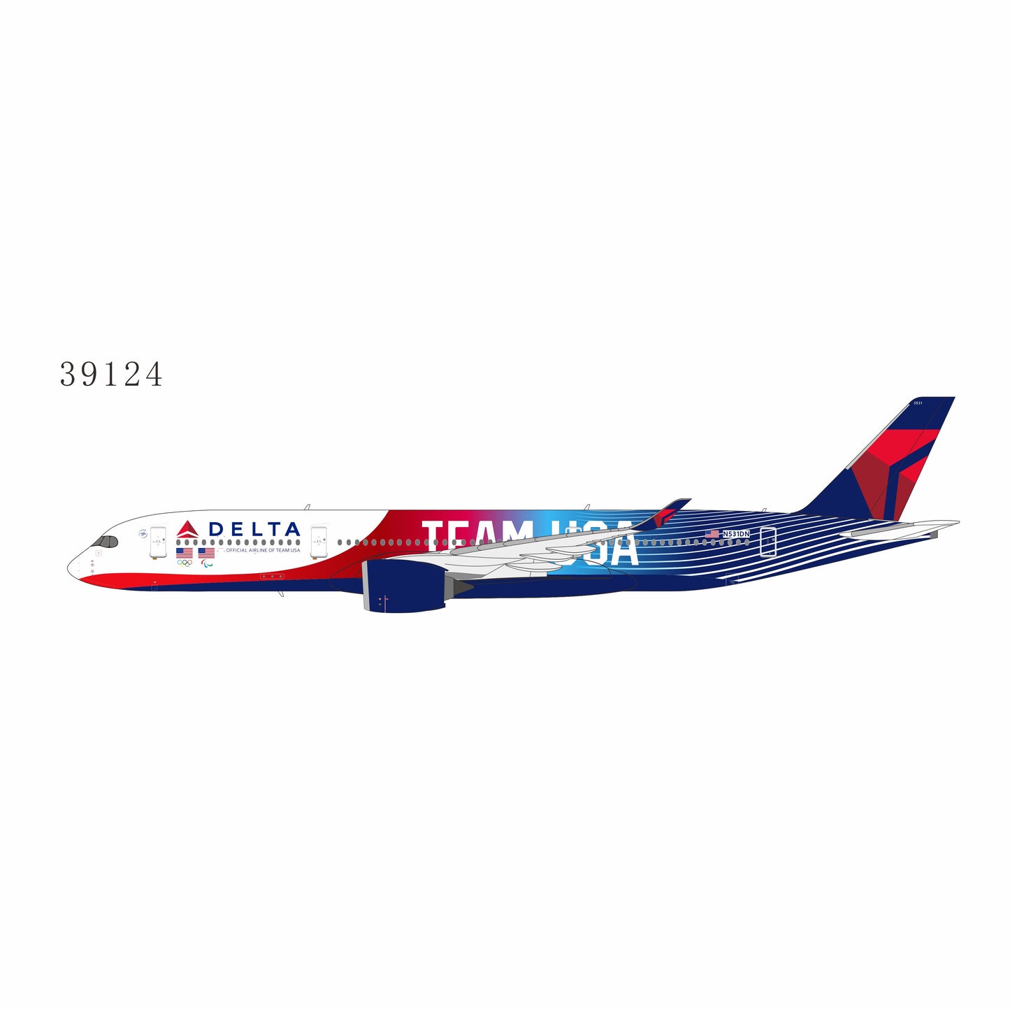 Pre-Order NG Models 1:400 Delta Air Lines Airbus A350-900 N531DN "Team USA" 39124
