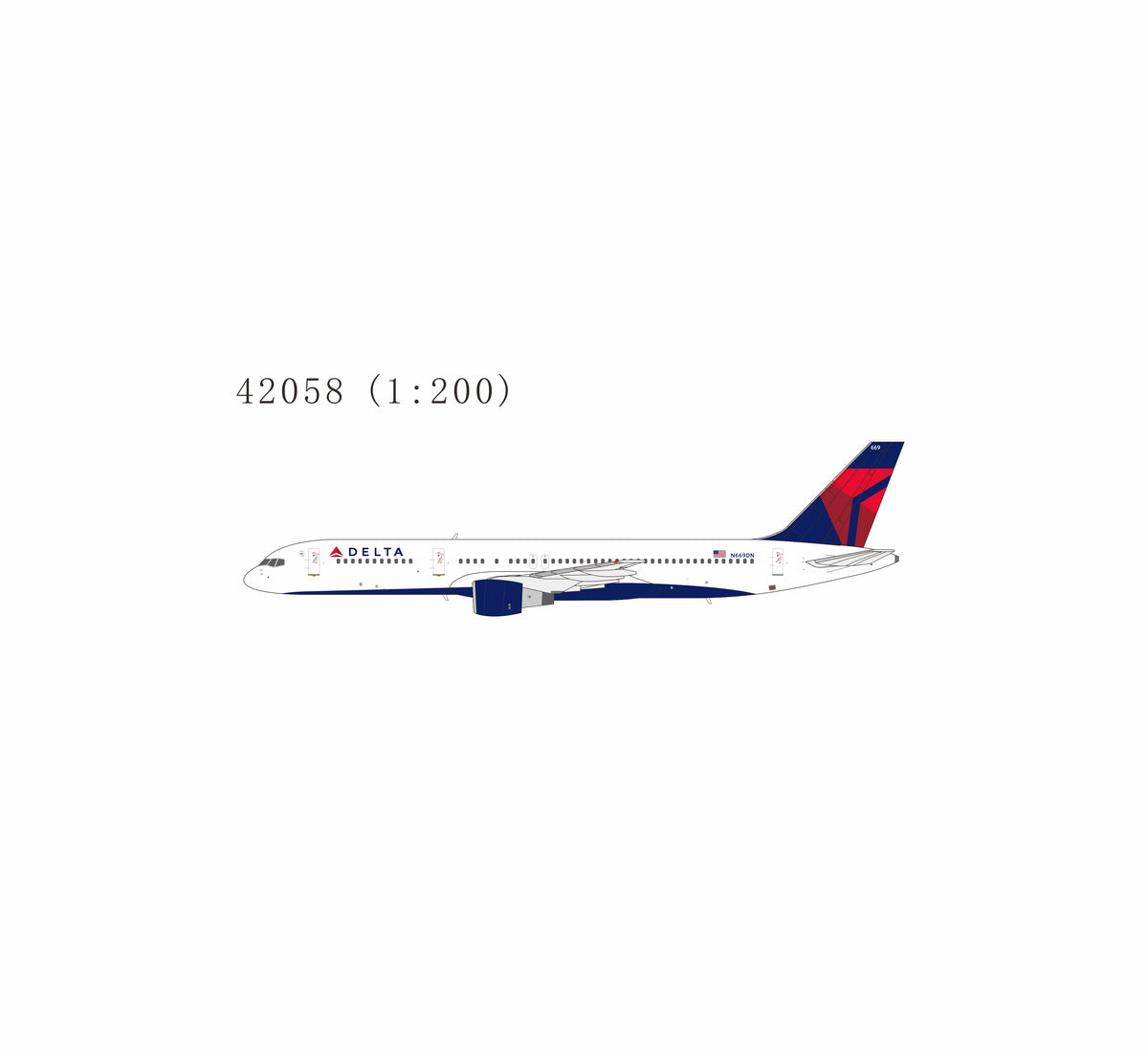 Pre-Order NG Models 1:200 Delta Air Lines Boeing 757-200 N669DN 42058