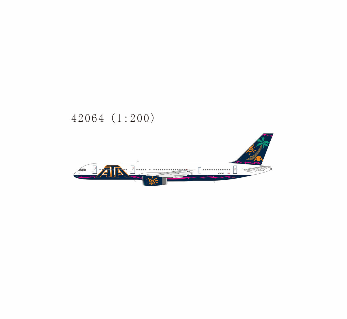 Pre-Order NG Models 1:200 American Trans Air "ATA" Boeing 757-200 N517AT "holiday" 42064