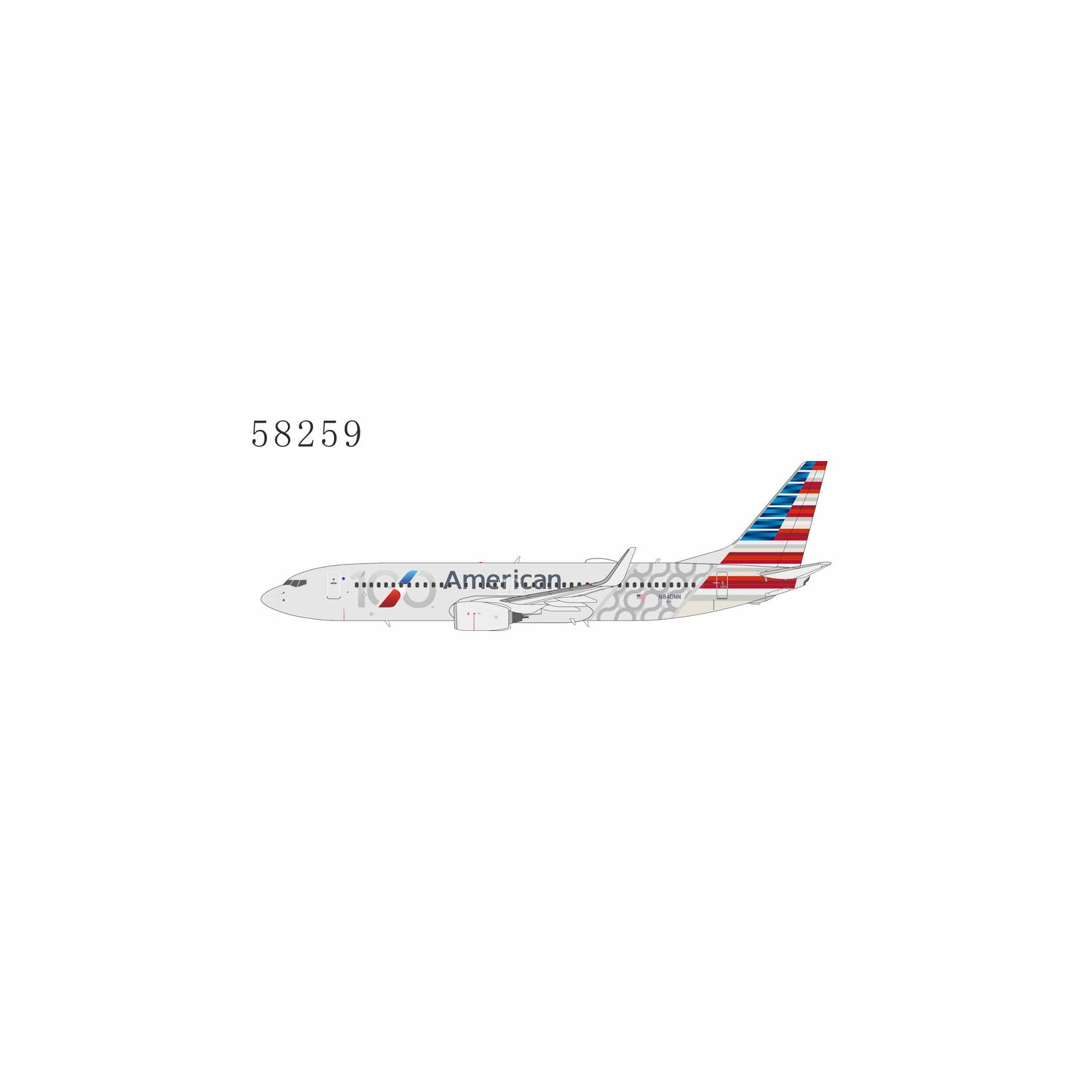Pre-Order NG Models 1:400 American Airlines Boeing 737-800 N840NN "100th Anniversary" 58259