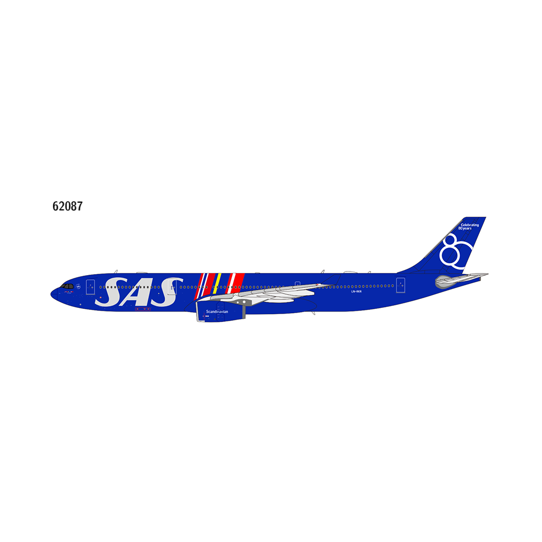 Pre-Order NG Models 1:400 SAS Scandinavian Airlines Airbus A330-300 LN-RKR "80 Years" 62087