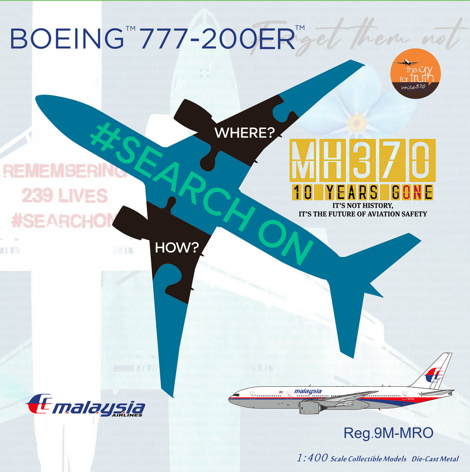 NG Models ULTIMATE 1:400 Malaysia Airlines Boeing 777-200ER "Flight MH370" 9M-MRO NG 72052
