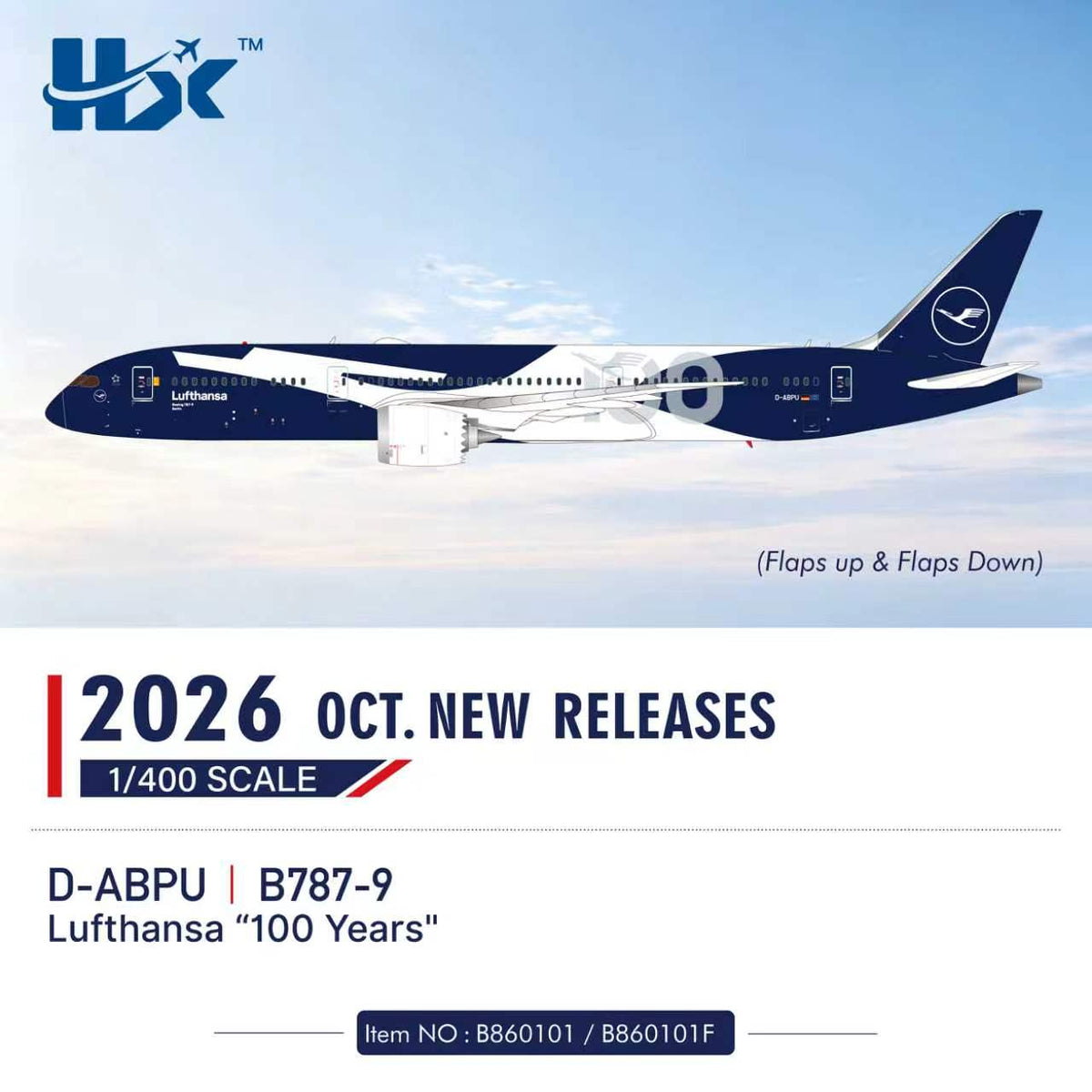 Pre-Order HX Models 1:400 Lufthansa Boeing 787-9 D-ABPU "100 Years"