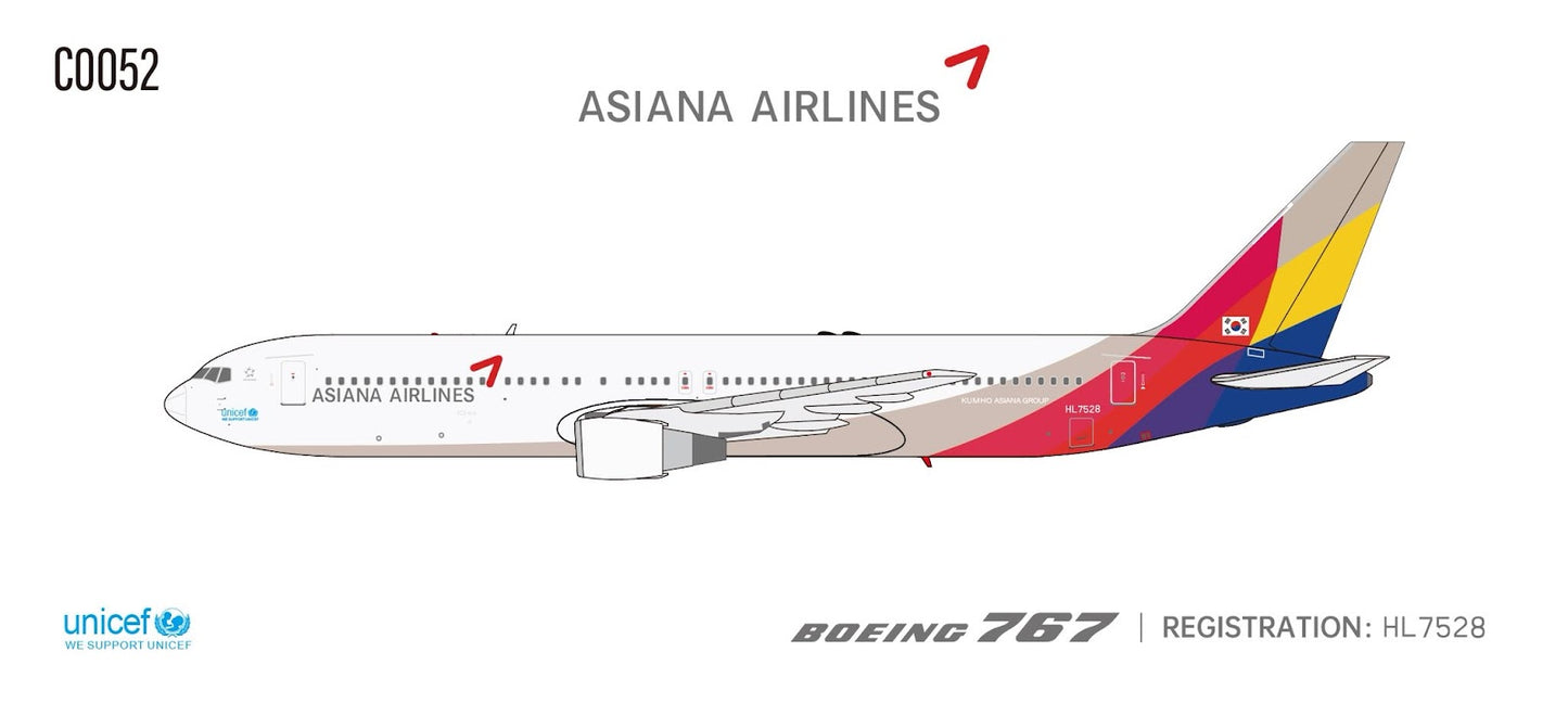 C Models 1:400 Asiana Airlines Boeing 767-300 HL7528 C0052