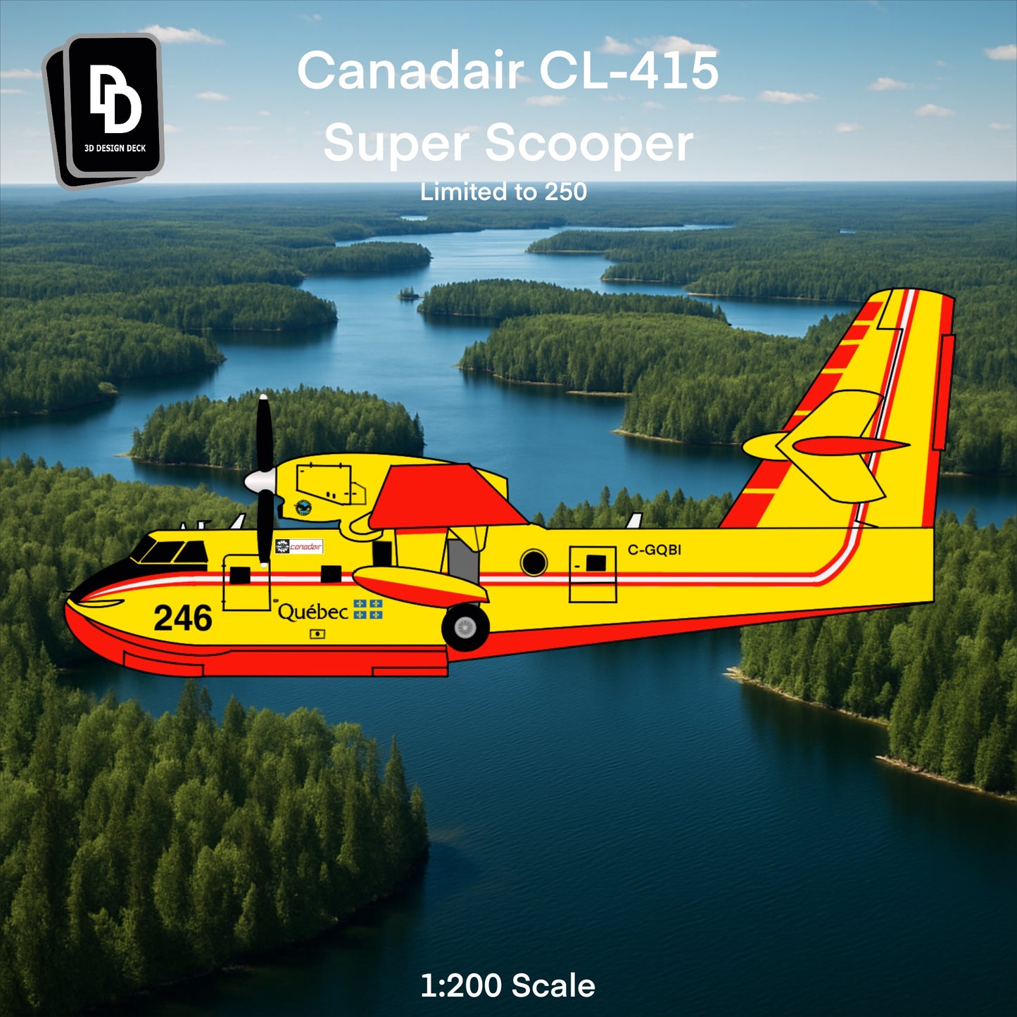 Pre-Order 3D Design Deck 1:200 Quebec Gov. Canadair CL-415 C-GQBI