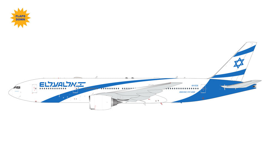 Pre-Order Gemini200 El Al Israel Airlines Boeing 777-200ER 4X-ECE Flaps Down G2ELY1529F