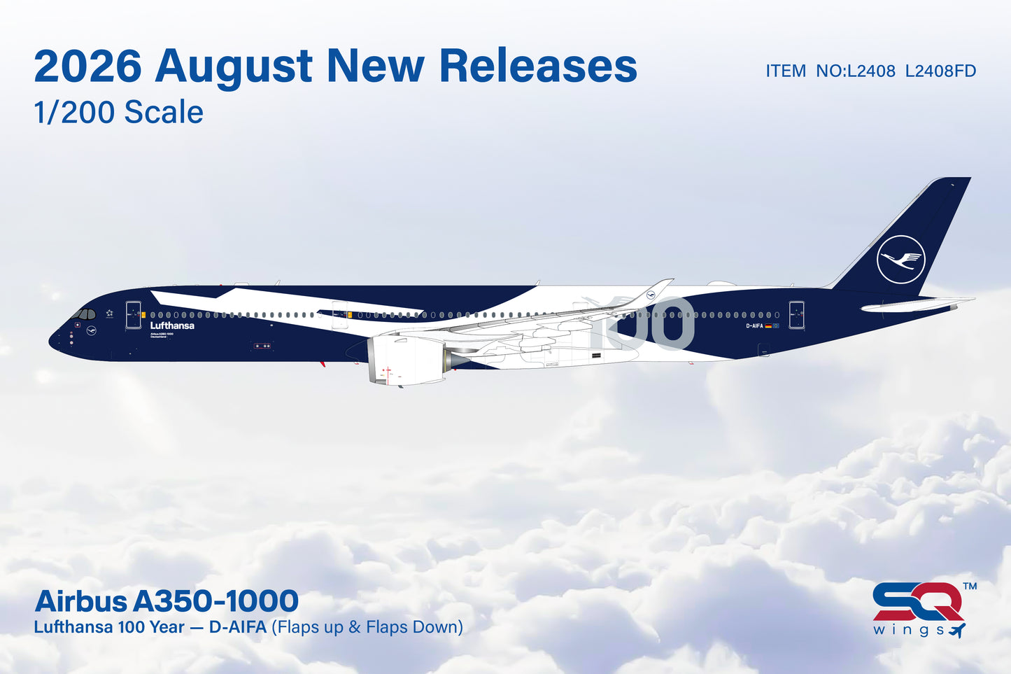 Pre-Order SQ Wings 1:200 Lufthansa Airbus A350-1000 D-AIFA "100 Years"