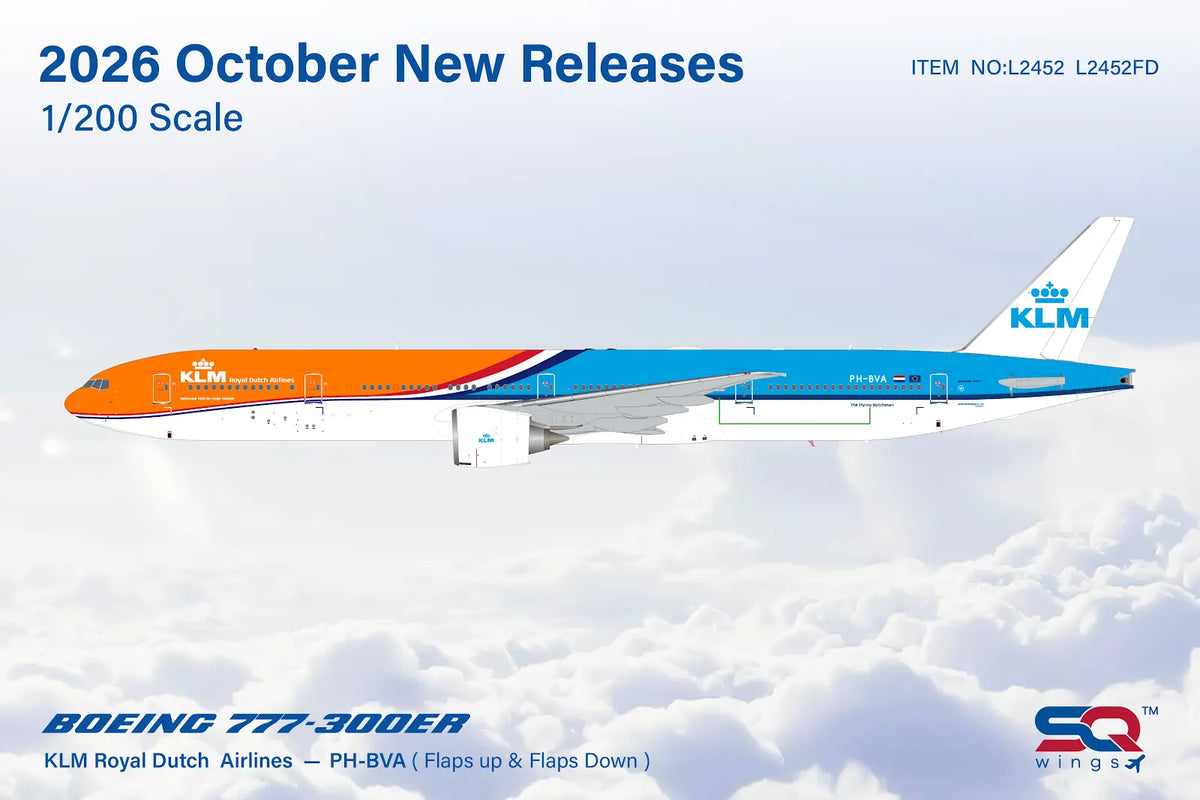 Pre-Order SQ Wings 1:200 KLM Royal Dutch Airlines Boeing 777-300ER PH-BVA "Orange Pride" L2452