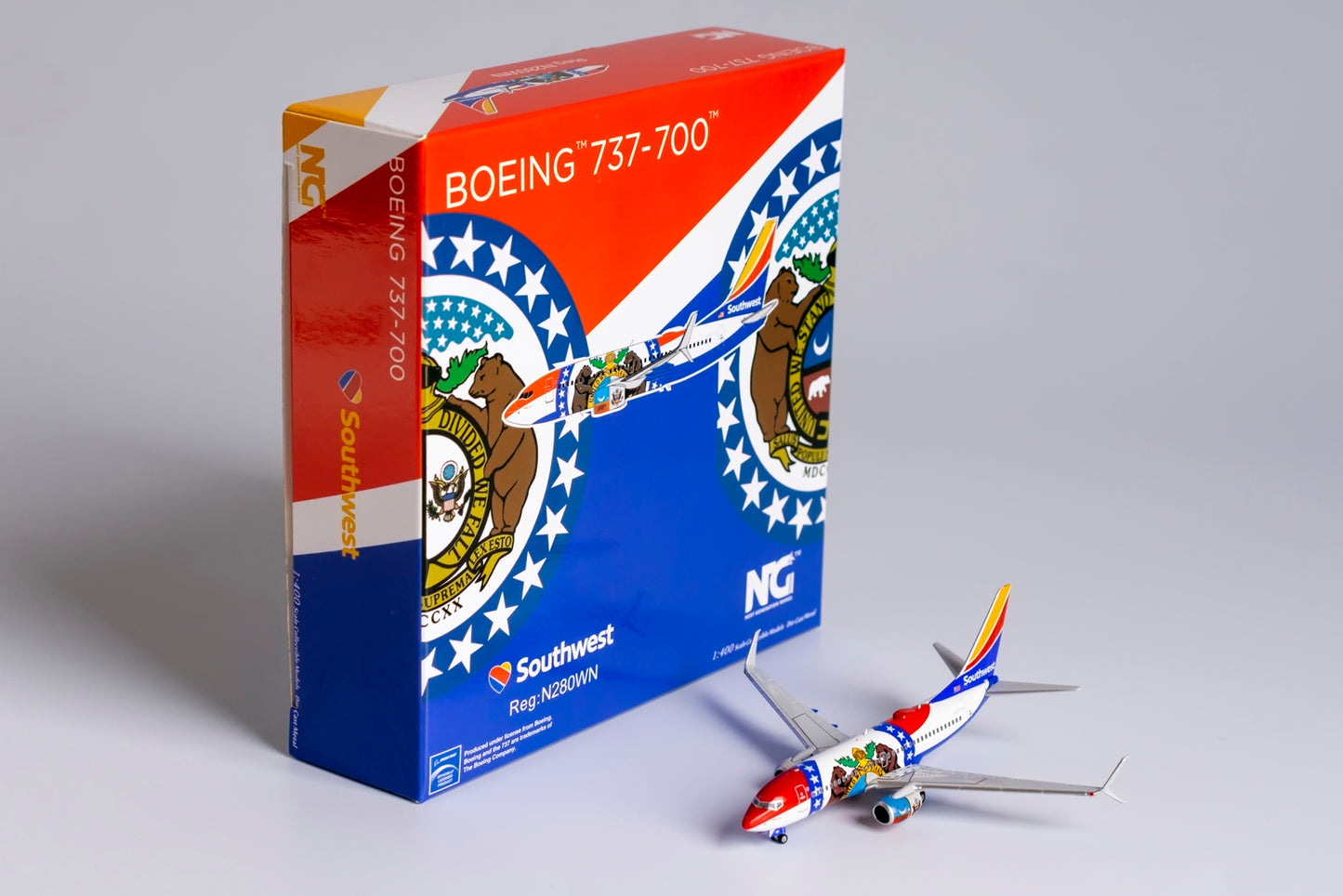 NG Models 1:400 Southwest Airlines Boeing 737-700 (scimitar) Missouri One N280WN NG 77016