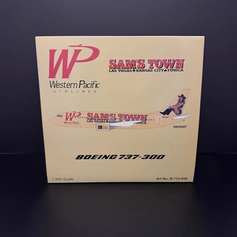 B-Models 1:200 Western Pacific Airlines Boeing 737-300 N956WP "Sam's Town" B-733-956
