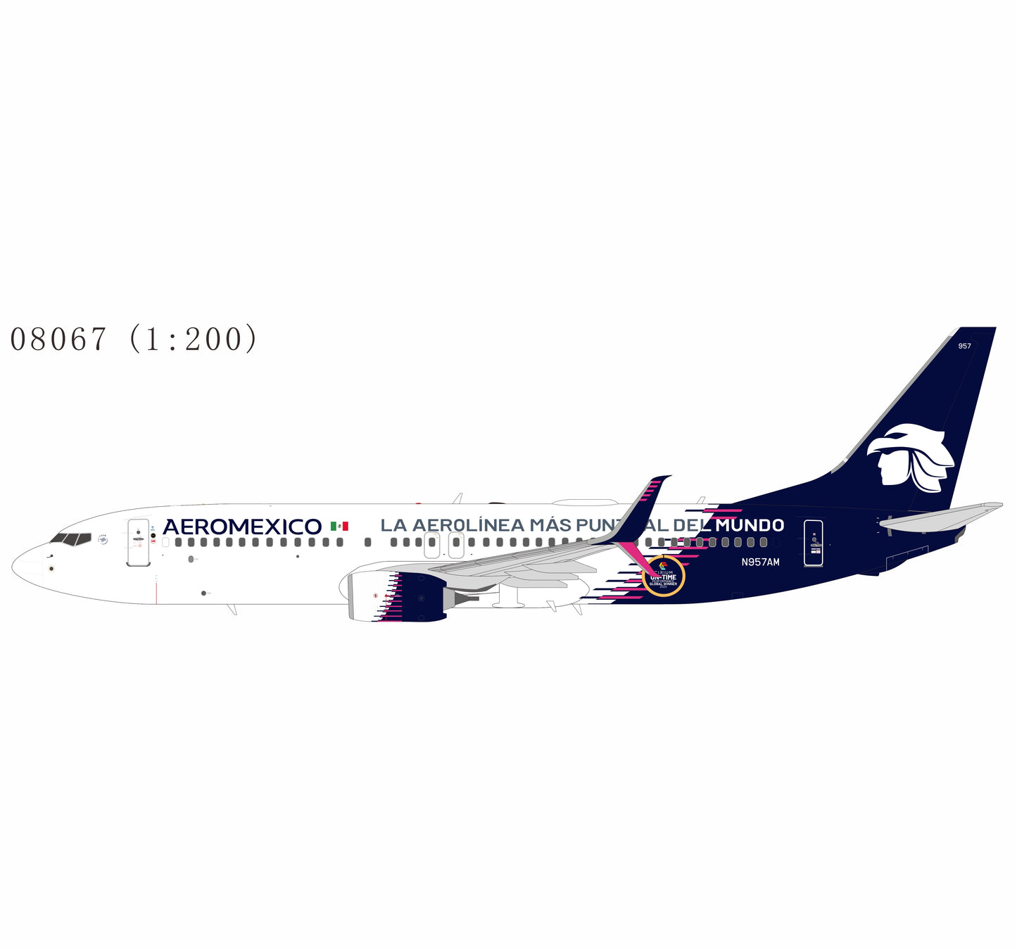 Pre-Order NG Models 1:200 Aeromexico Boeing 737-800 N957AM "La Aerolinea Mas Puntual Del Mundo" 08067