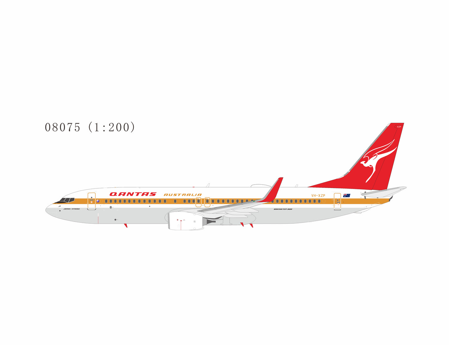Pre-Order NG Models 1:200 Qantas Airways Boeing 737-800 VH-XZP "Ochre Retro" 08075