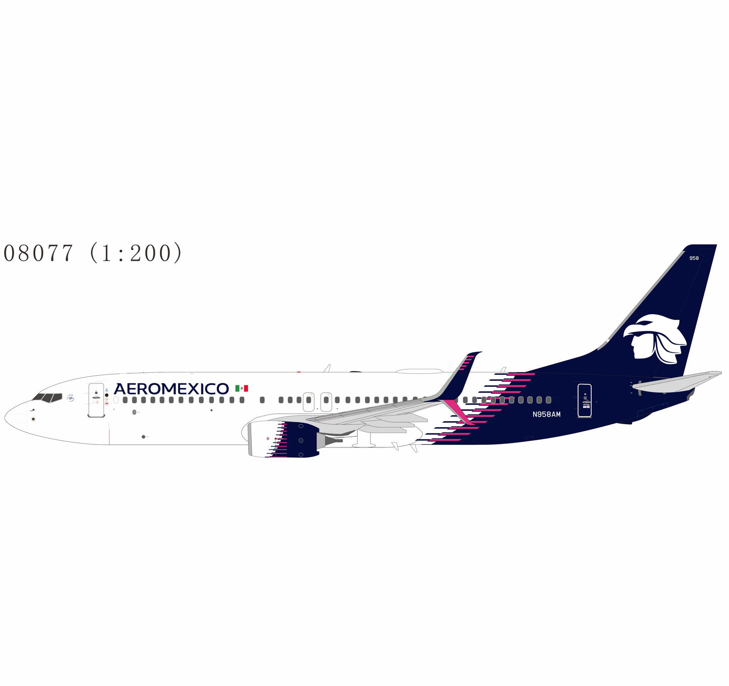 Pre-Order NG Models 1:200 Aeromexico Boeing 737-800 N958AM 08077