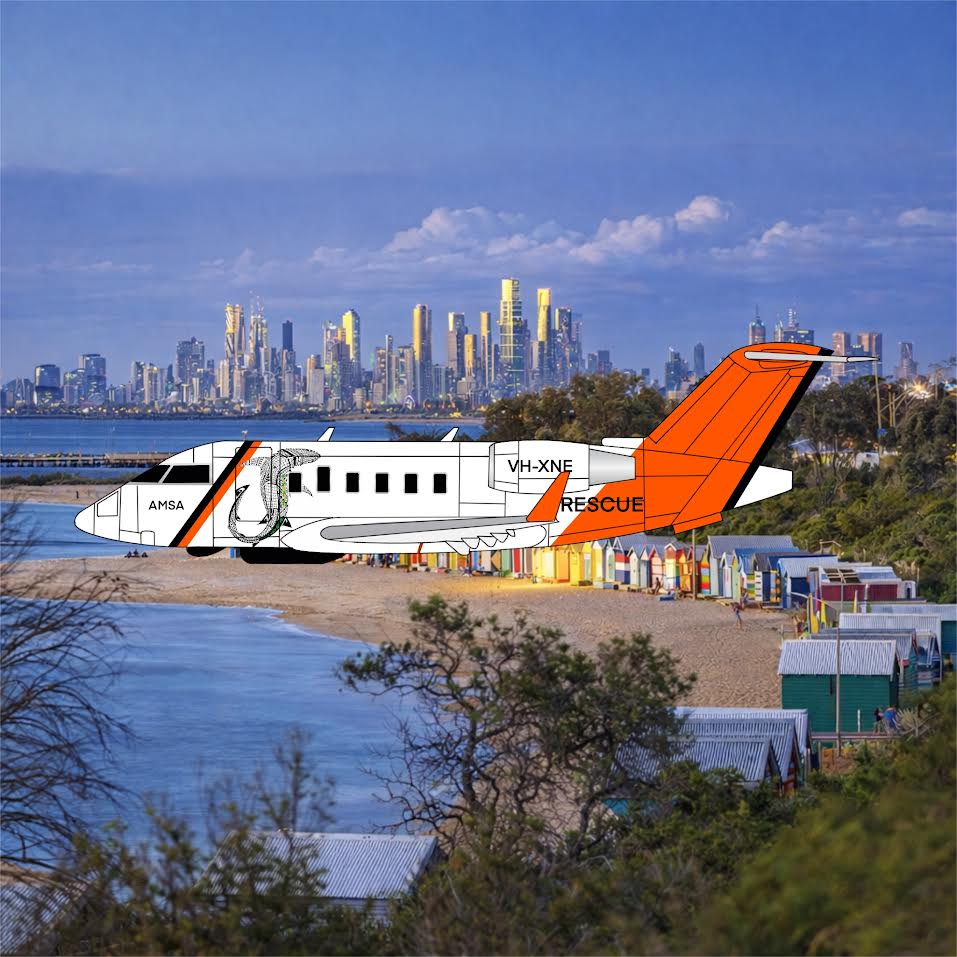 Pre-Order 3D Design Deck 1:400 AMSA Rescue Bombardier Challenger 604 VH-NXE "Fish" 187