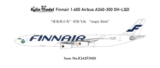 Pre-Order Kylin Models 1:400 Finnair Airbus A340-300 OH-LQD "Angry Birds" K343FIN01