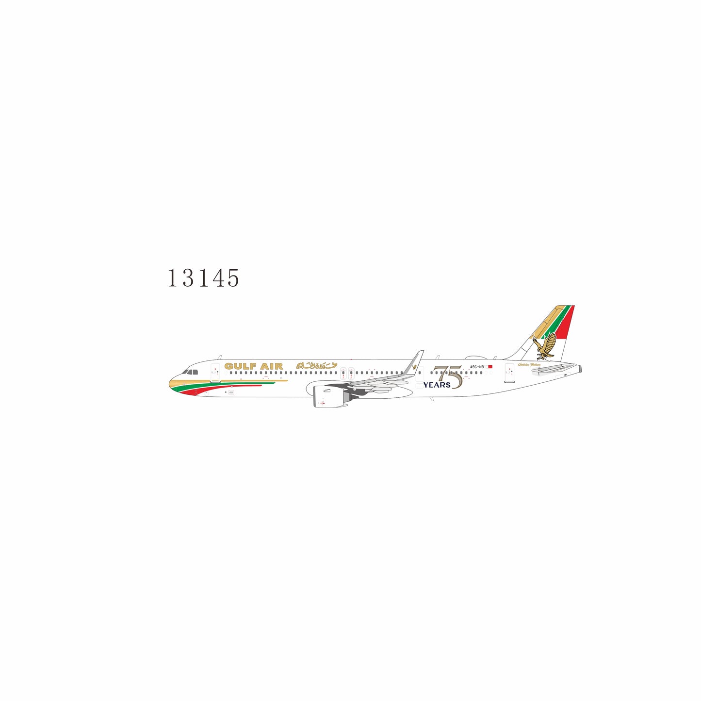 Pre-Order NG Models 1:400 Gulf Air Airbus A321neo A9C-NB "75th" 13145