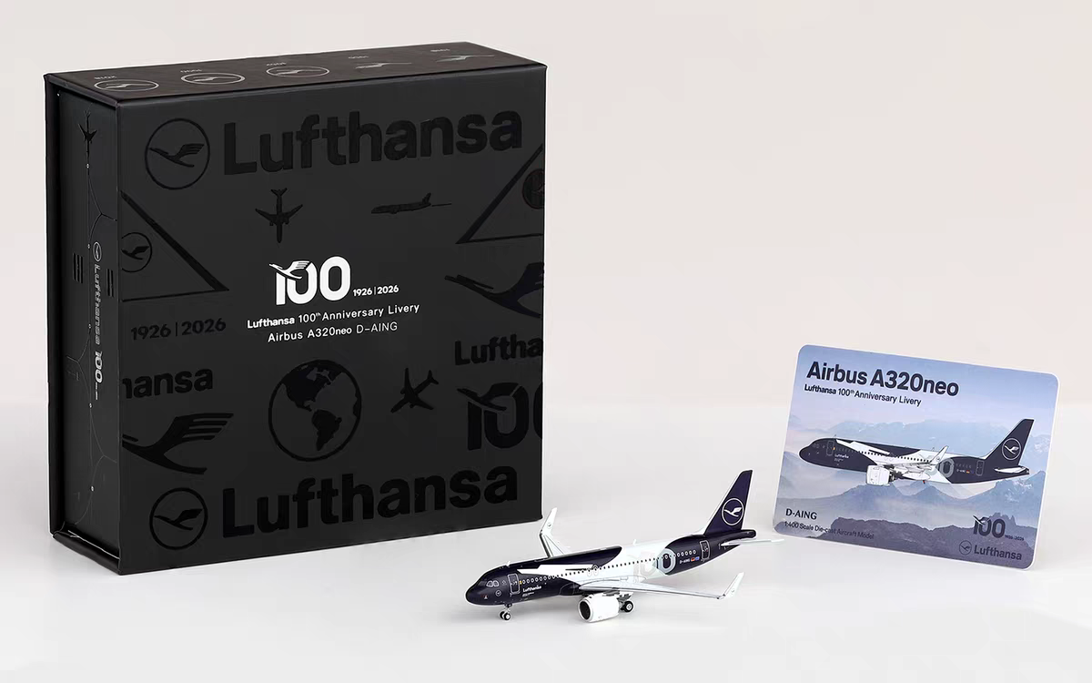 HX Models 1:400 Lufthansa Airbus A320neo D-AING "100th Anniversary"