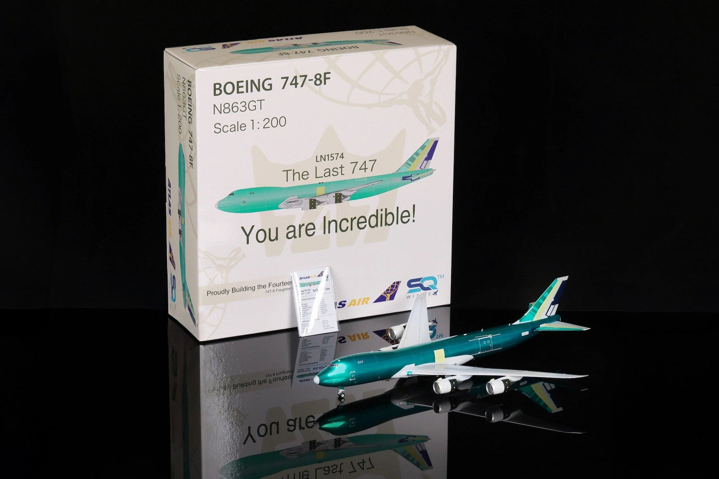 Pre-Order SQ Wings 1:200 Atlas Air Boeing 747-8F N863GT "Assembly Colors" L2015