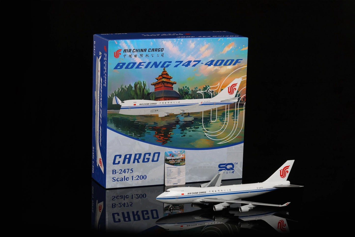 Pre-Order SQ Wings 1:200 Air China Cargo Boeing 747-400F B-2475 Interactive L2065C