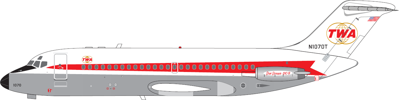 Pre-Order V1:400 Trans World Airlines (TWA) McDonnell Douglas DC-9-15 N1070T 400008