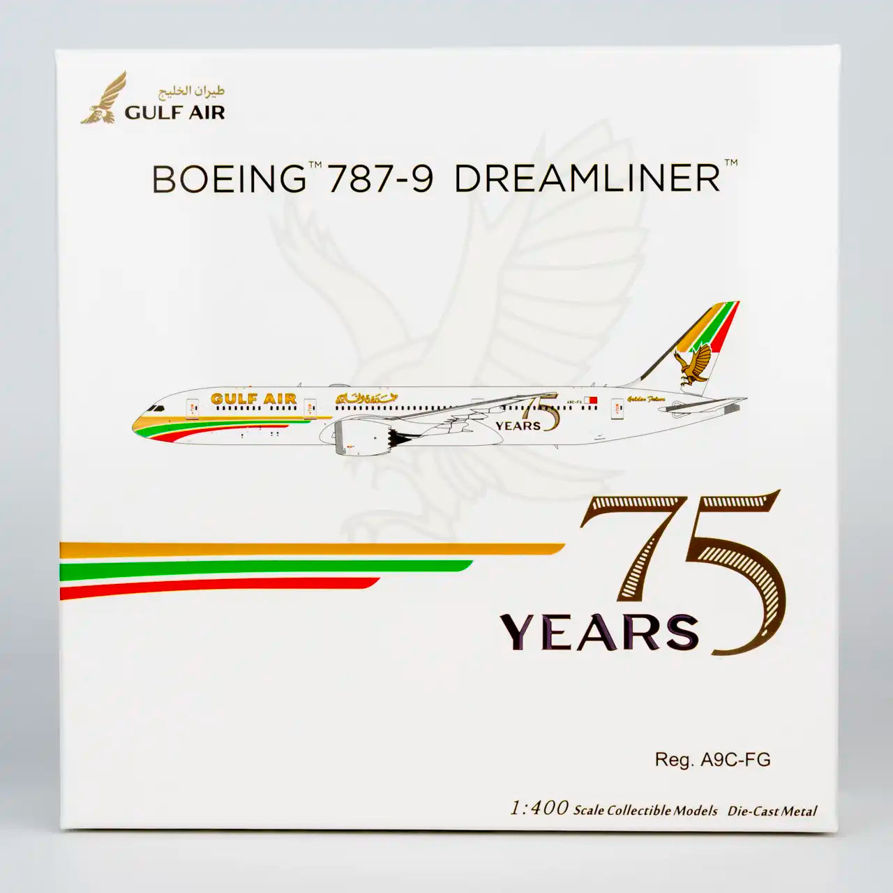 NG Models 1:400 Gulf Air Boeing 787-9 A9C-FG "75 Years" 55156