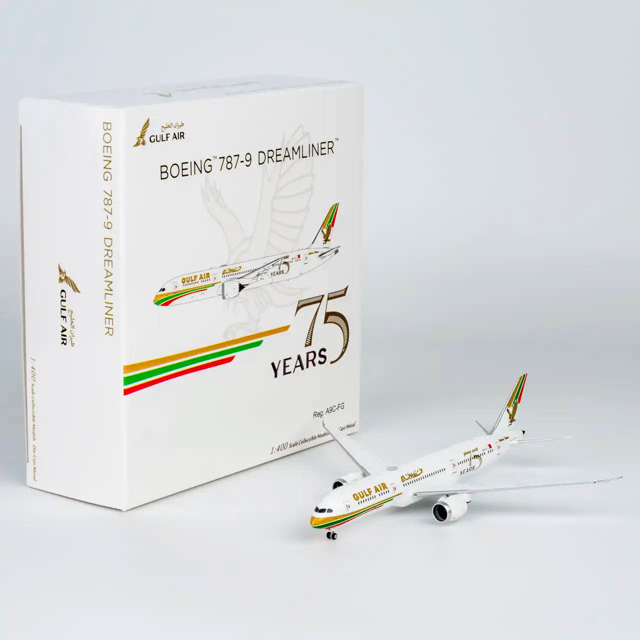 NG Models 1:400 Gulf Air Boeing 787-9 A9C-FG "75 Years" 55156