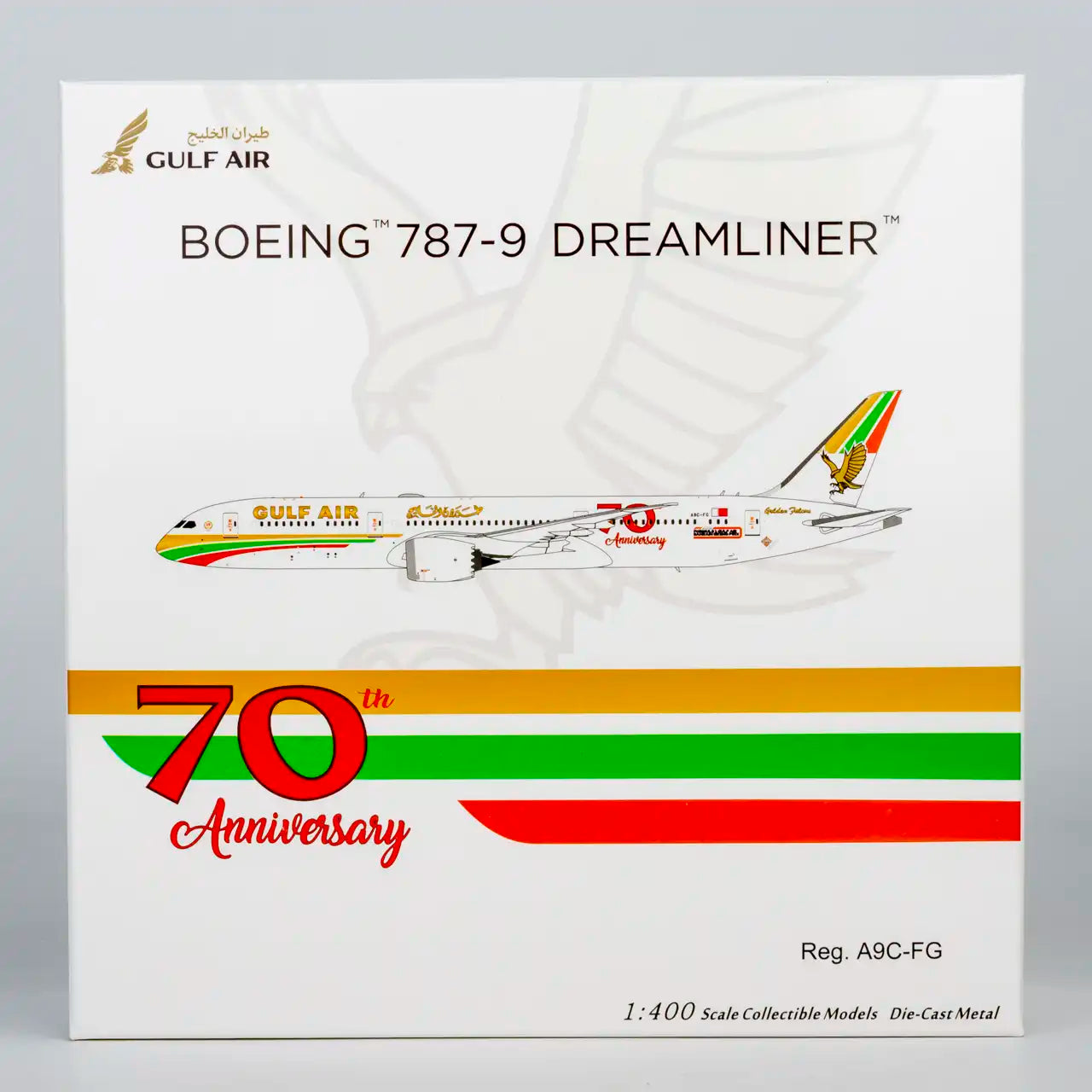 NG Models 1:400 Gulf Air Boeing 787-9 A9C-FG "70 Years" 55157