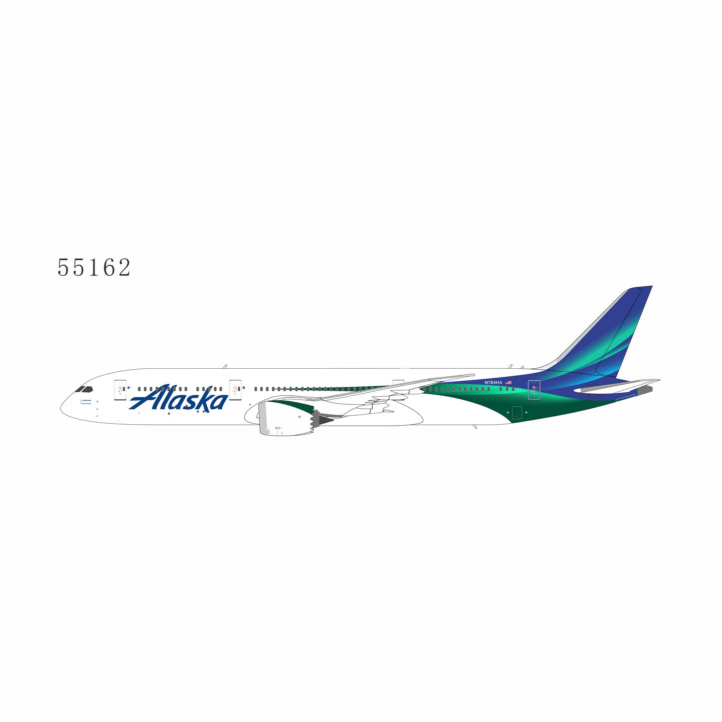 NG Models 1:400 Alaska Airlines Boeing 787-9 N784HA "new colors" 55162