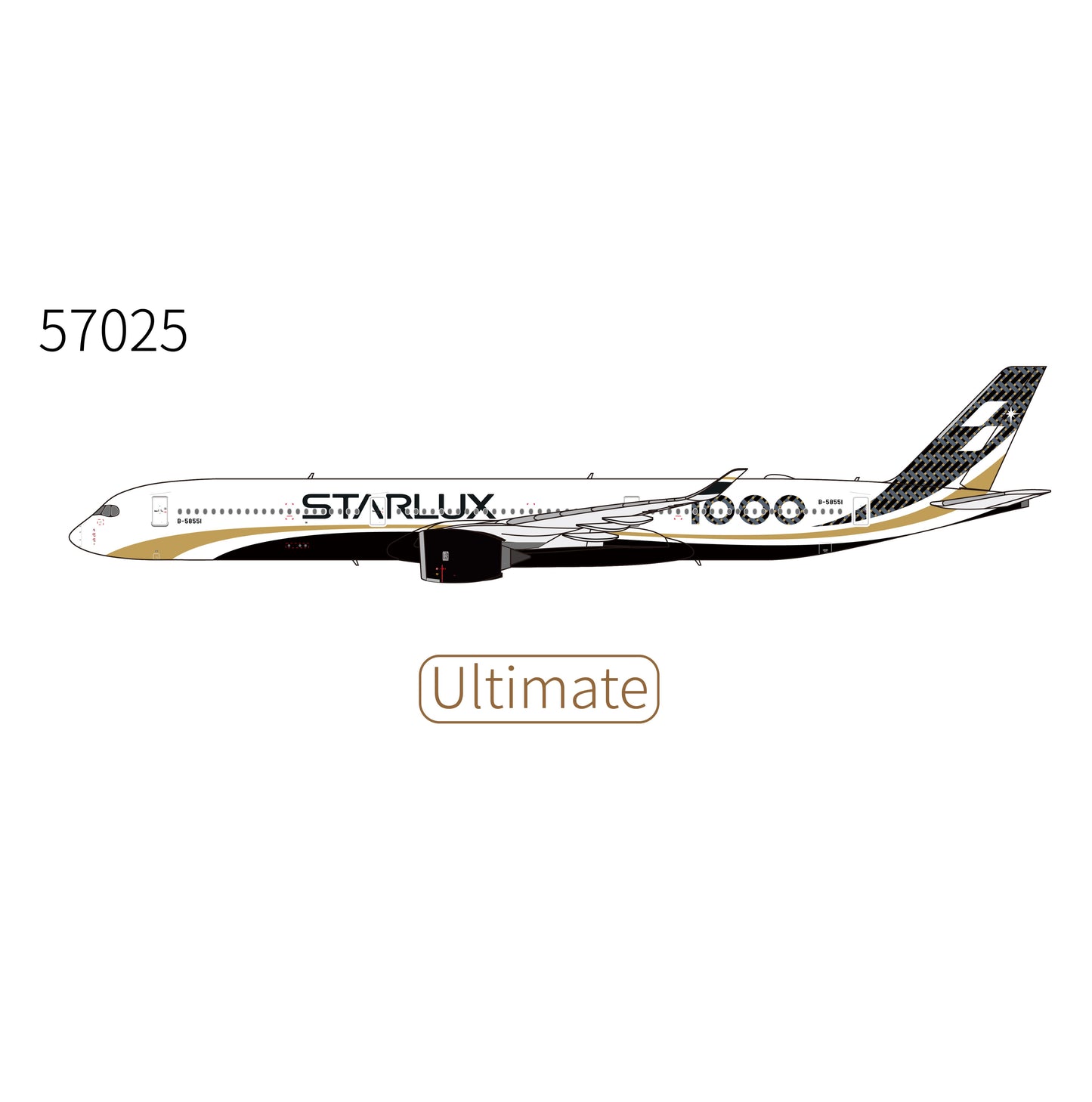 Pre-Order NG Models ULTIMATE 1:400 Starlux Airlines Airbus A350-1000 B-58551 "Carbon Fiber" 57025