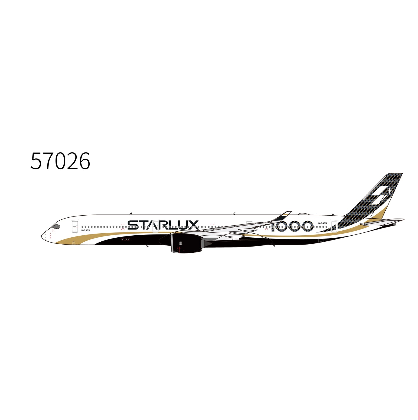 Pre-Order NG Models 1:400 Starlux Airlines Airbus A350-1000 B-58551 "Carbon Fiber" 57026