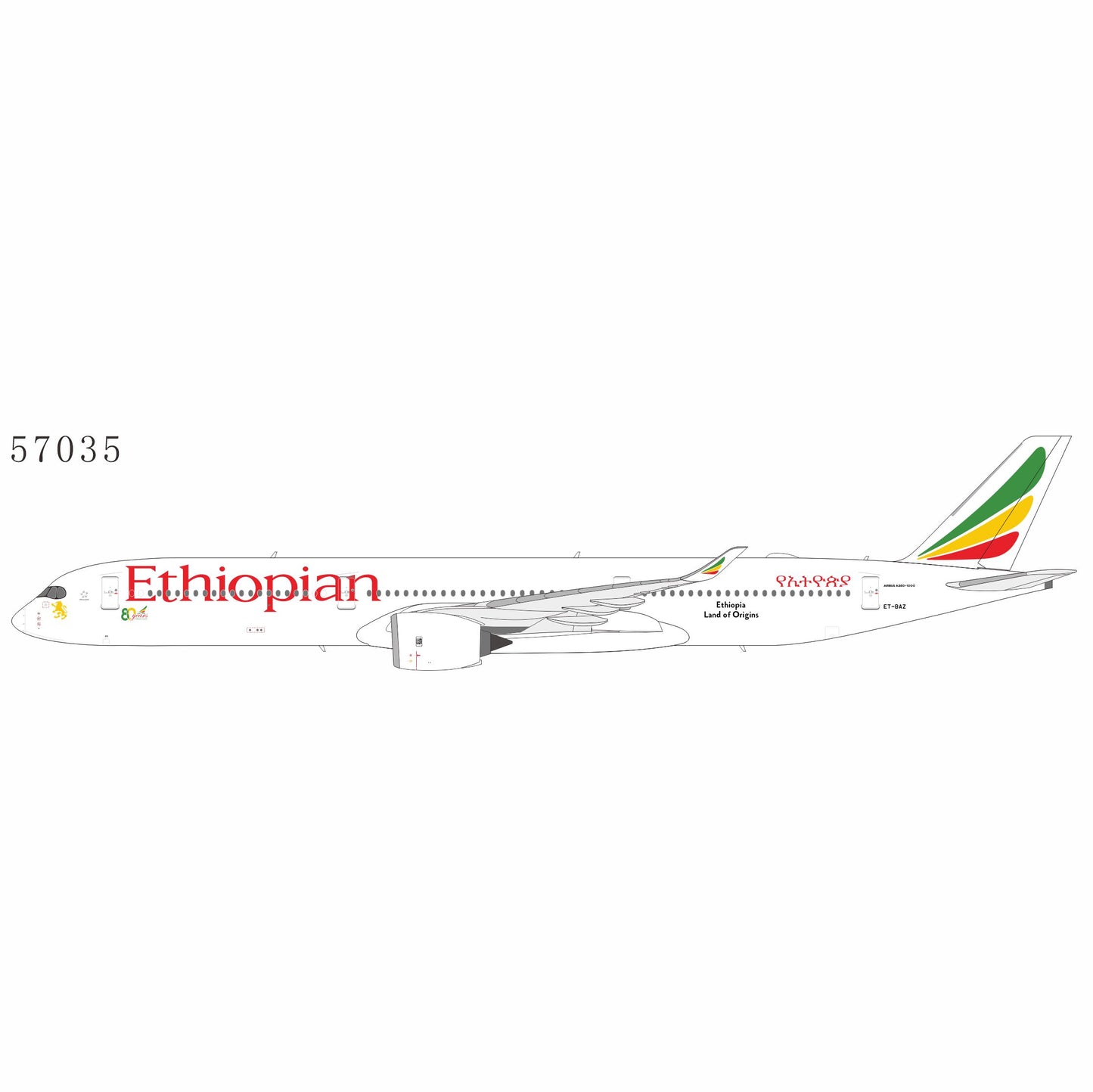 Pre-Order NG Models 1:400 Ethiopian Airlines Airbus A350-1000 ET-BAZ "80th Anniversary" 57035