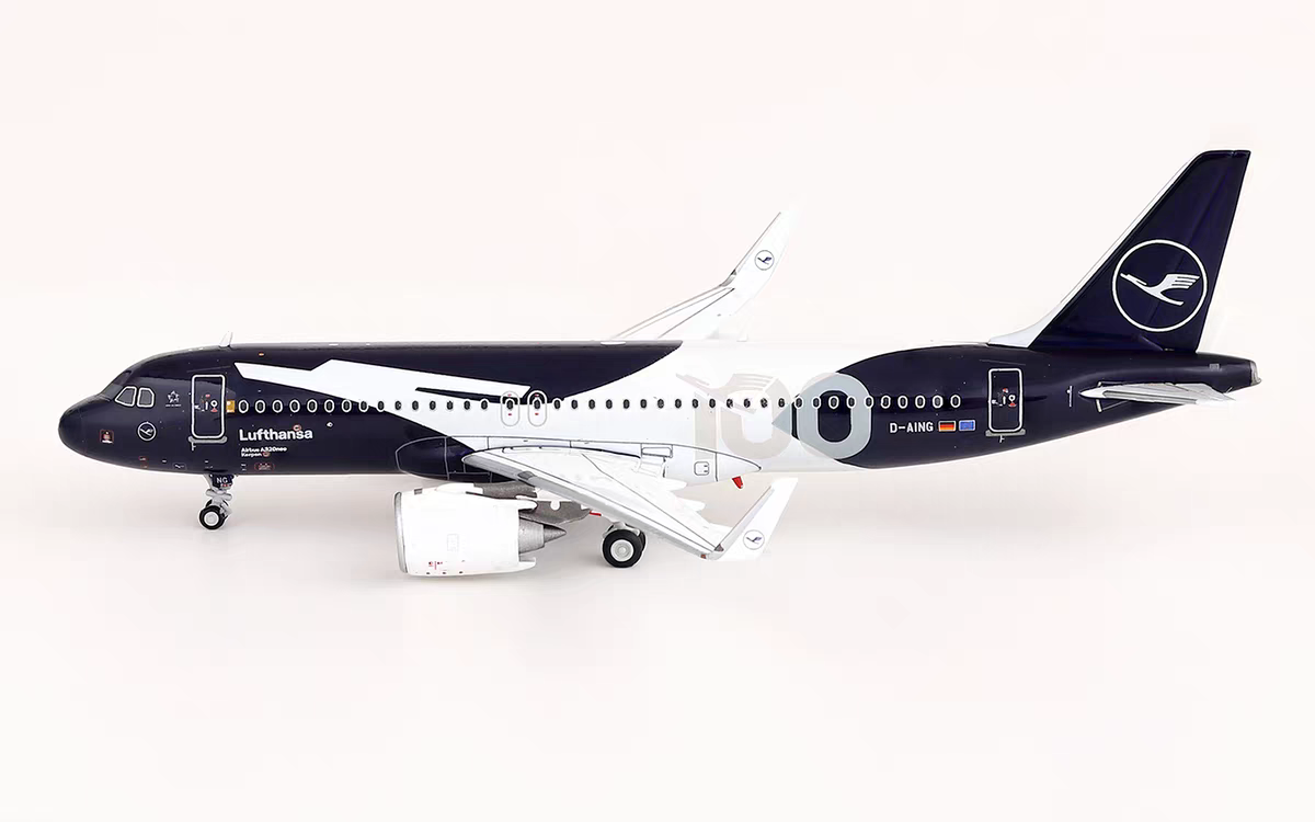 HX Models 1:400 Lufthansa Airbus A320neo D-AING "100th Anniversary"