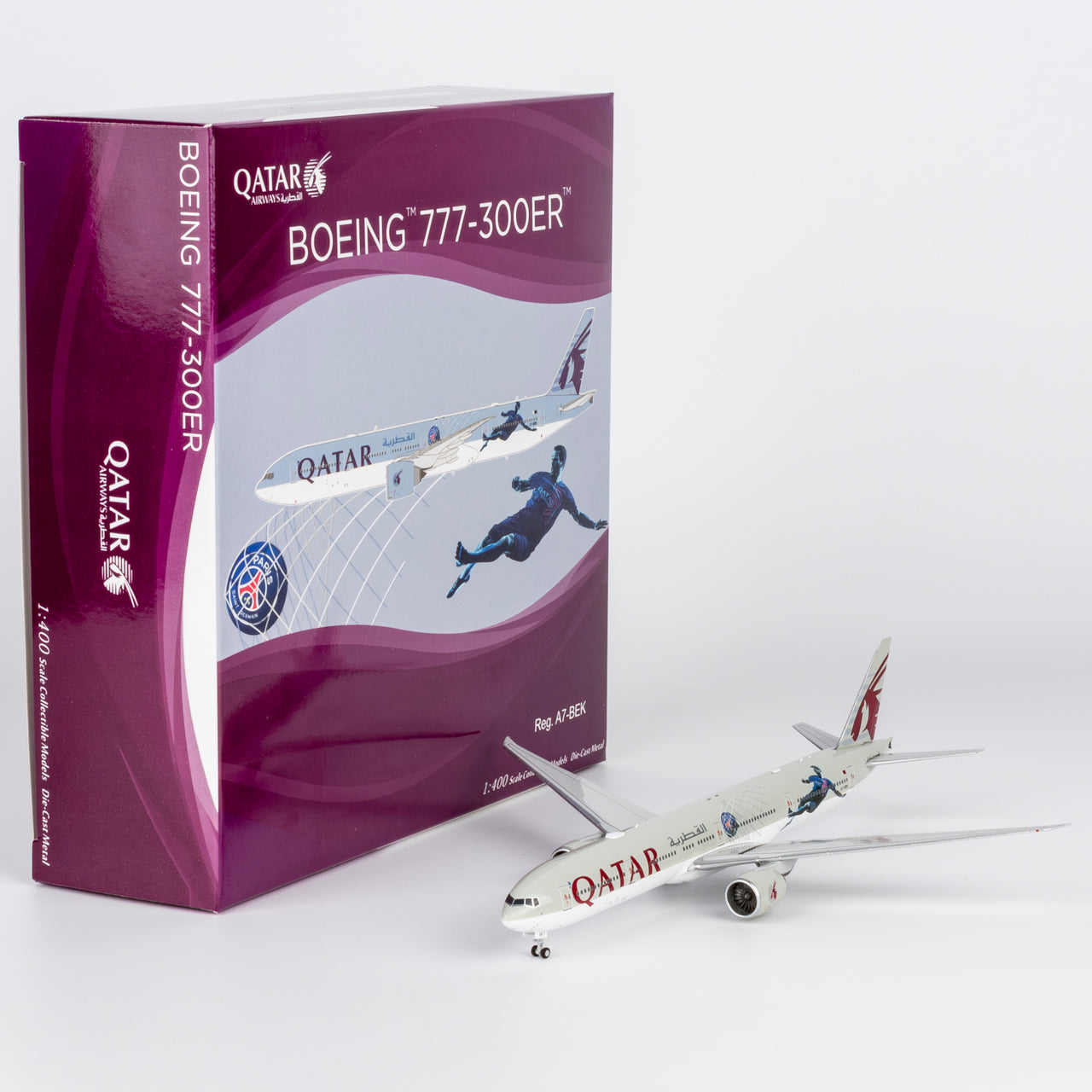 NG Models 1:400 Qatar Airways Boeing 777-300ER A7-BEK "Paris Saint Germain" 73085