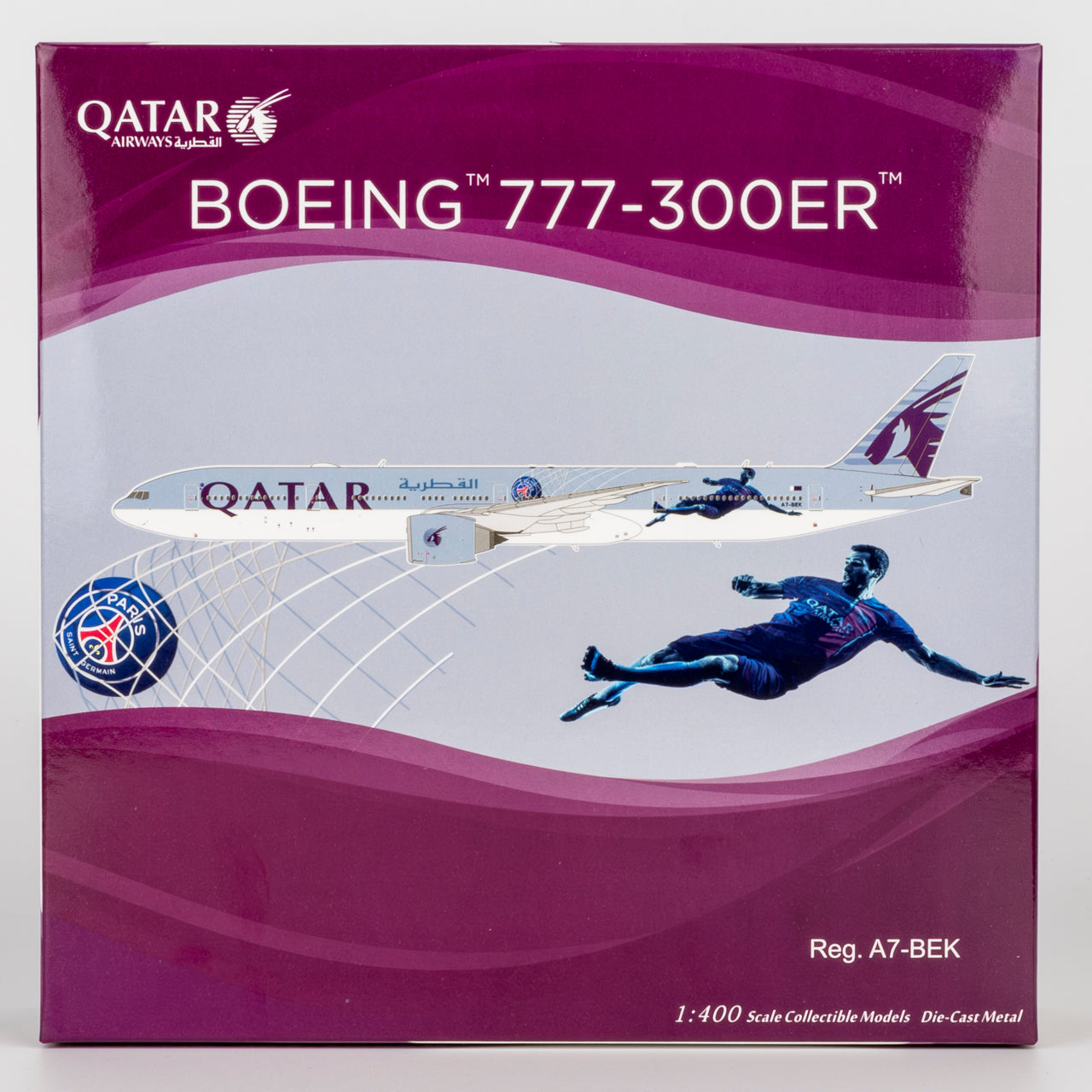 NG Models 1:400 Qatar Airways Boeing 777-300ER A7-BEK "Paris Saint Germain" 73085