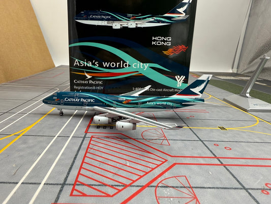 Pre-Order YY Wings 1:400 Cathay Pacific Boeing 747-400 B-HOY "Asia's World City" YY74404