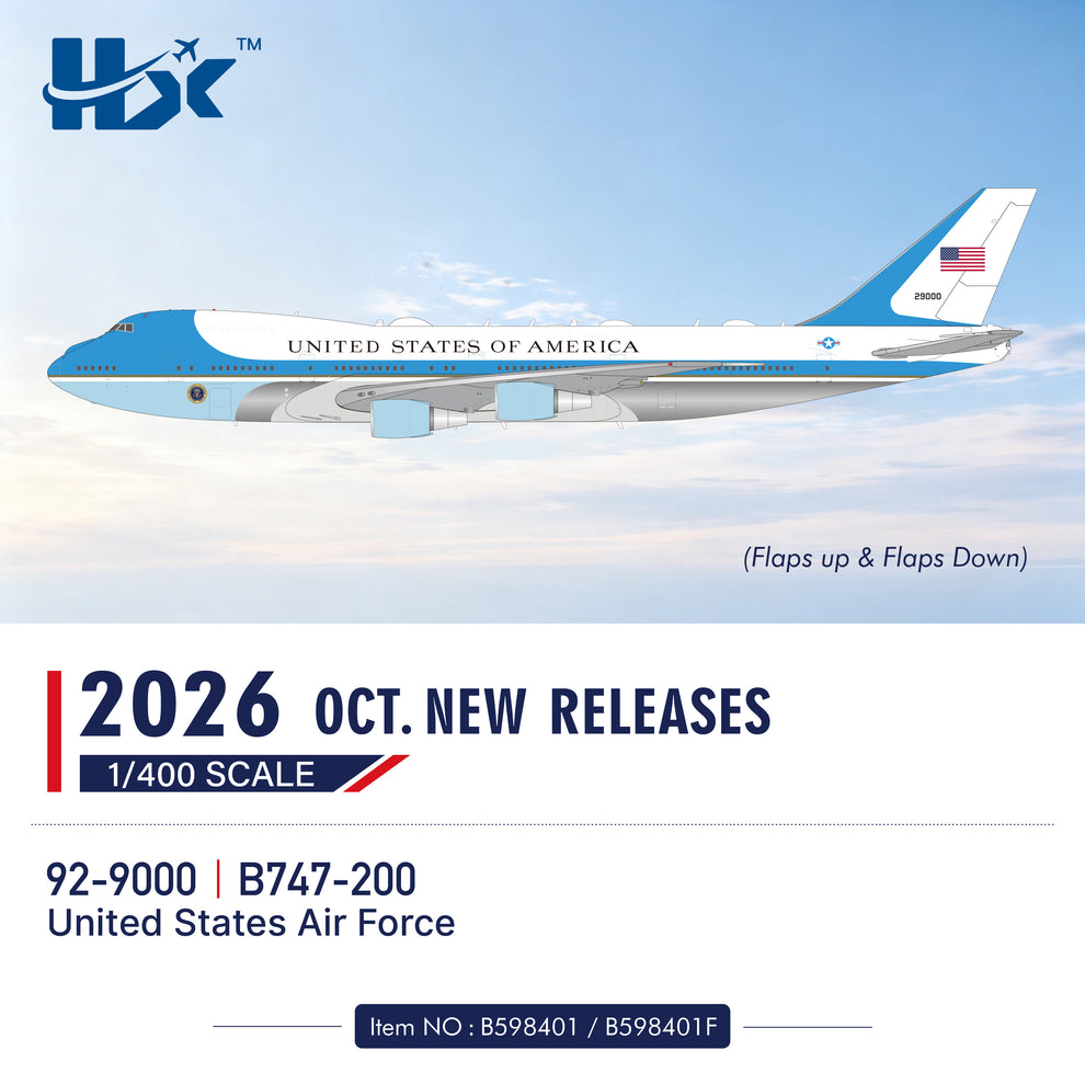 Pre-Order HX Models 1:400 USAF Air Force One Boeing 747-200 92-9000 ...