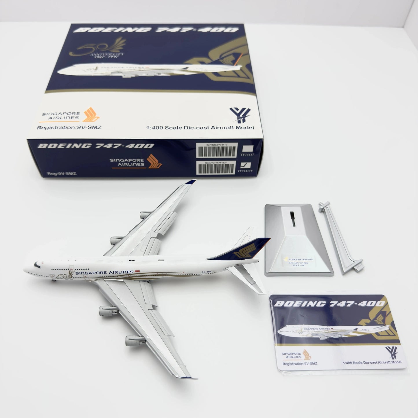 Pre-Order YY Wings 1:400 Singapore Airlines Boeing 747-400 9V-SMZ "50th Anniversary" 74417F