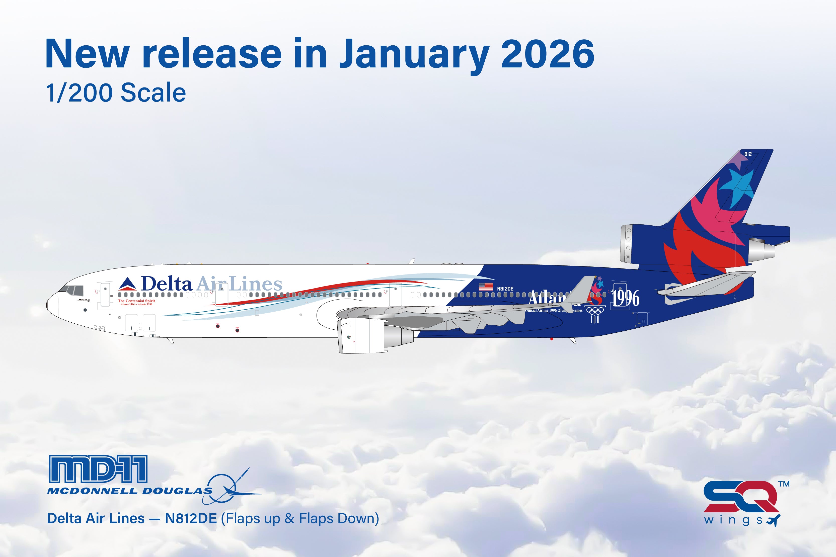 SQ Wings 1:200 Delta Air Lines McDonnell Douglas MD-11 N812DE