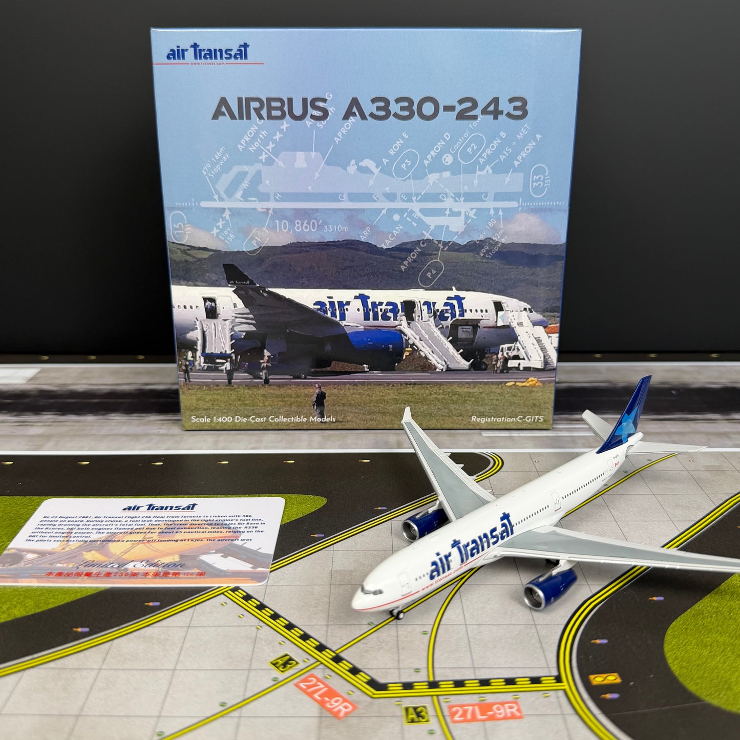 Kylin Models 1:400 Air Transat Airbus A330-200 C-GITS "Azores Glider" K332TSC01