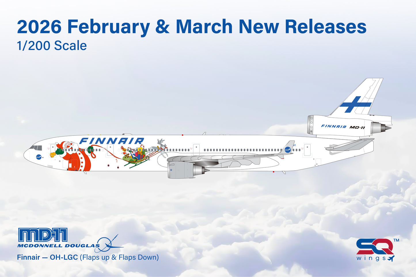 SQ Wings 1:200 Finnair McDonnell Douglas MD-11 OH-LGC "Official Airline of Santa Claus" L2233