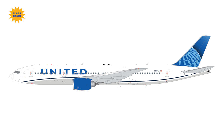 Pre-Order Gemini200 United Airlines Boeing 777-200ER N798UA Flaps Down G2UAL1260F
