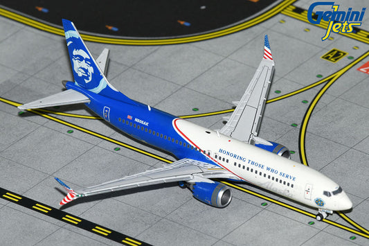 Gemini Jets 1:400 Alaska Boeing 737 MAX 8 N806AK "Honoring Those Who Serve" GJASA2258