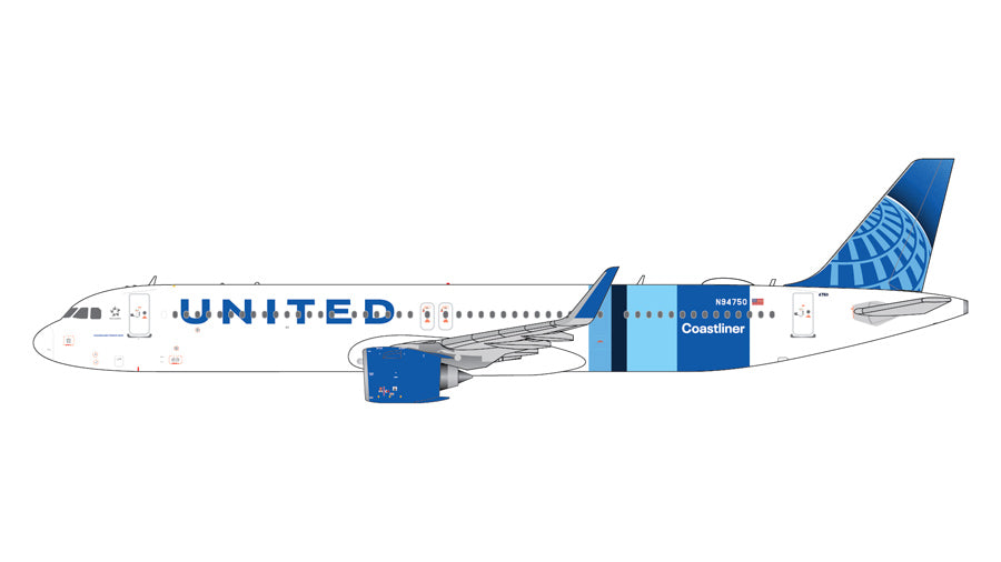 Pre-Order GeminiJets 1:400 United Airlines Airbus A321neo N94750 "Coastliner" GJUAL2423