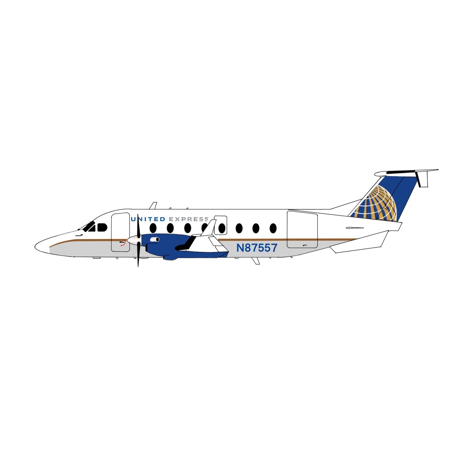 3D Design Deck 1:200 United Express Beechcraft 1900D N87557 160