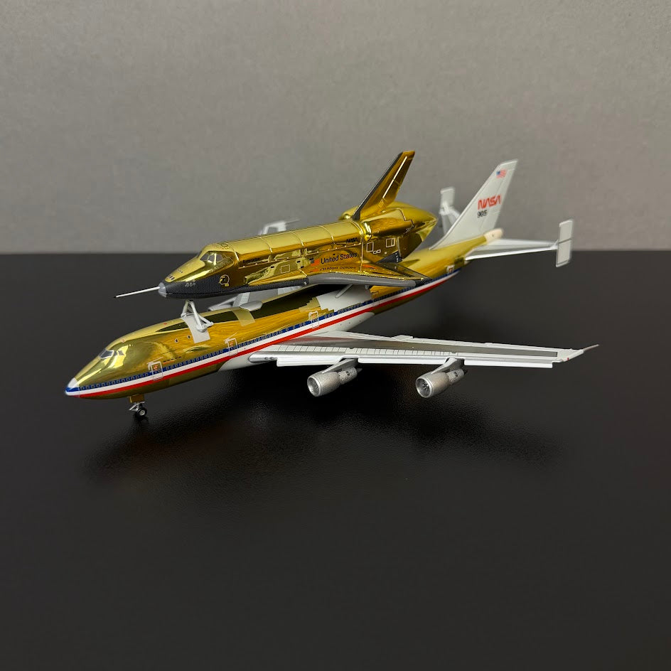 GOLDEN Patriot Models 1:400 NASA Boeing 747-123 (SCA) N905NA FLAPS DOWN with “Enterprise” Space Shuttle